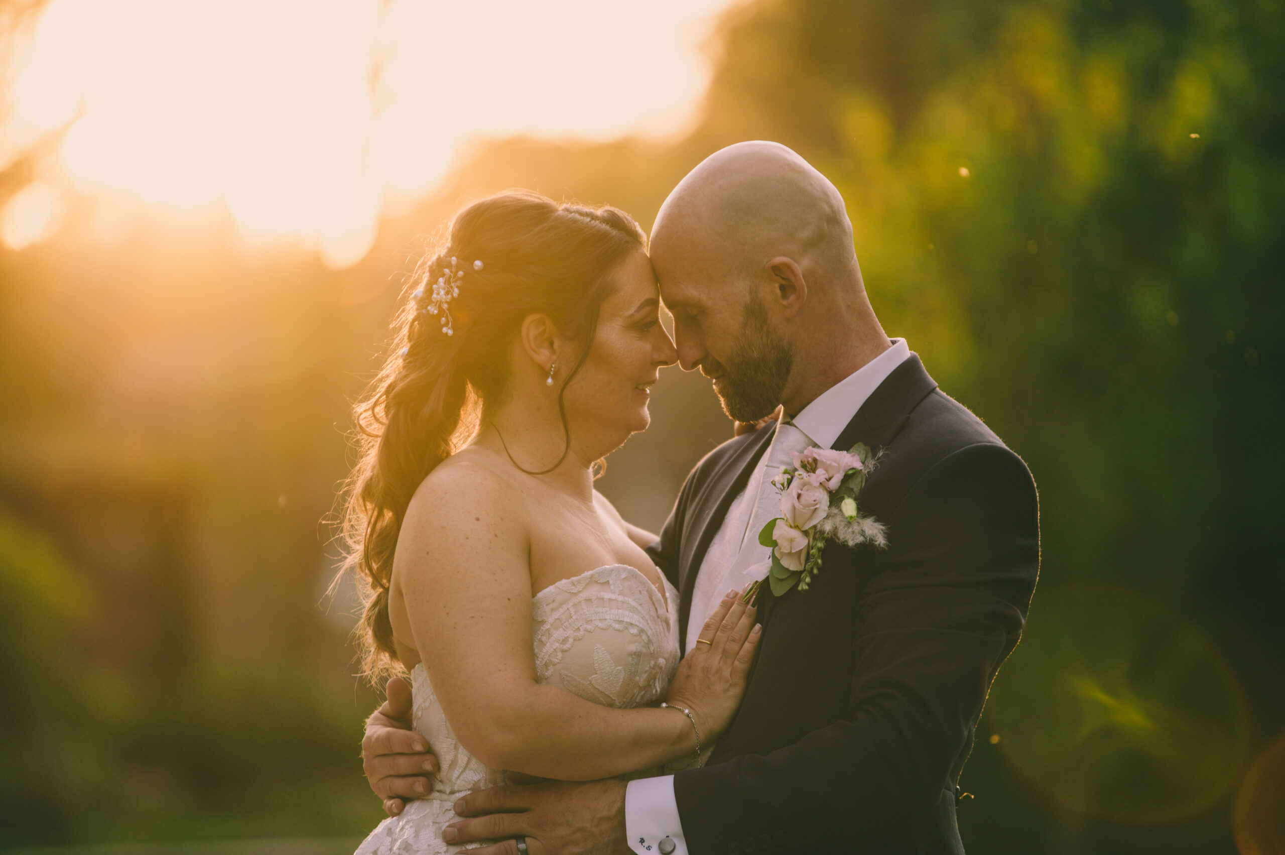 Belinda and Richard wedding portrait at sunset