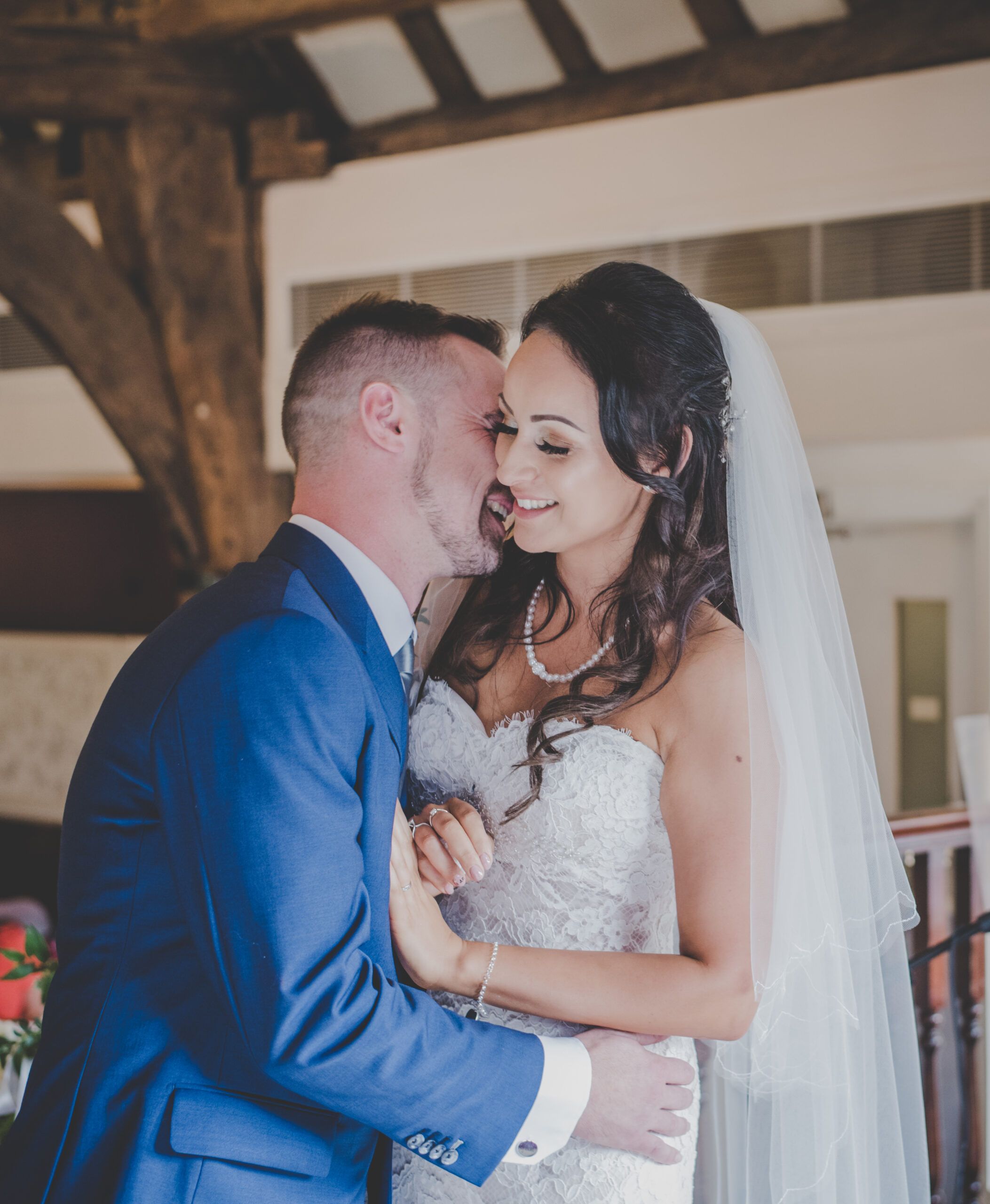 Shannon and Gary smiling wedding portrait