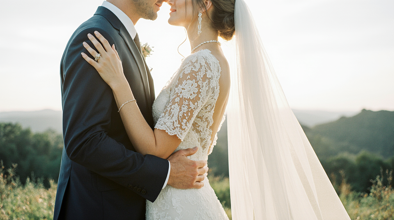 Stylish wedding photography bride and groom portrait